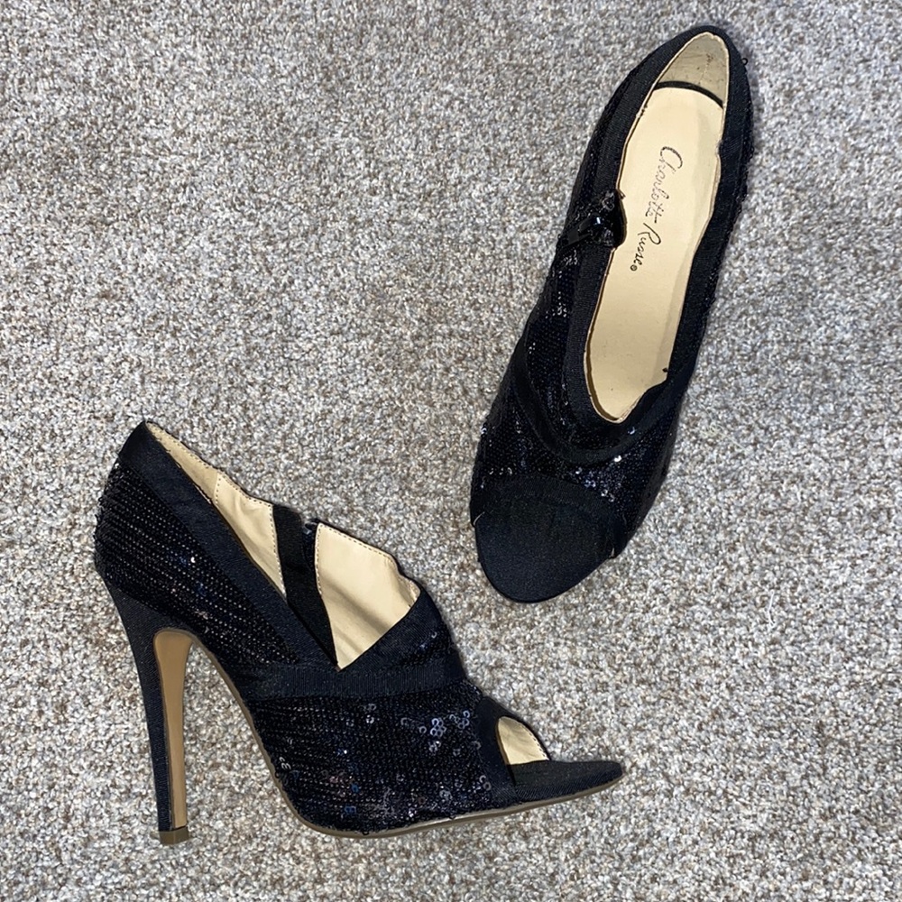 Charlotte Russe sequin peep toe heels
